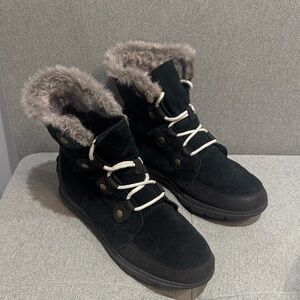 Sorel Explorer Black and Gray Fur-Trimmed Winter Boots - Waterproof